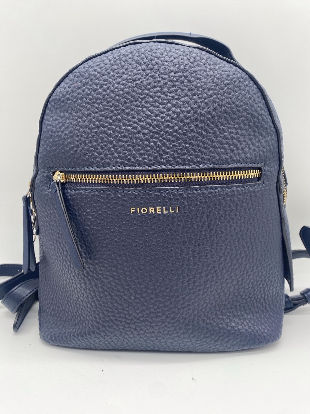 Giorgio Fiorelli Navy Pebbled Leather Backpack with Gold Hardware